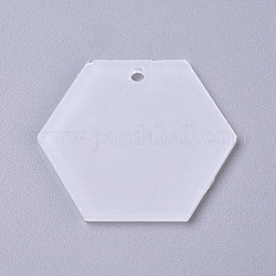 Colgantes de acrílico transparente en blanco, hexágono, para llaveros o joyas de diy, Claro, 43x49.5x2.5mm, agujero: 3.5 mm