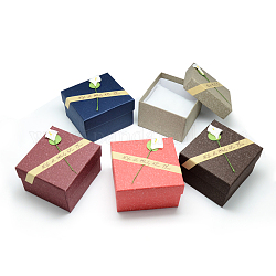 Cajas de reloj de cartón, con almohada adentro, para el reloj, brazaletes y pulseras, cuadrado, color mezclado, 9x8.5x6 cm