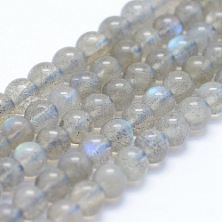 Chapelets de perles en labradorite naturelle , grade AB +, ronde, 6mm, Trou: 1mm, Environ 67 pcs/chapelet, 15.5 pouce (39.5 cm)