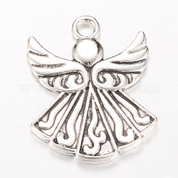 Tibetan Style Alloy Pendants, Angel, Cadmium Free & Nickel Free & Lead Free, Antique Silver, 40x31x3mm, Hole: 4mm, about 105pcs/1000g