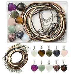 Набор для изготовления ожерелья в форме сердца своими руками, в том числе изготовление плетеных ожерелий из вощеного хлопкового шнура, природные и синтетические смешанные подвески драгоценных камней, 20 шт / коробка