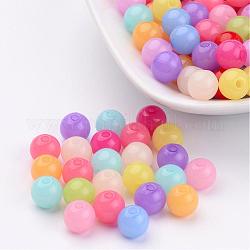 Imitation de couleur mélangée perles rondes acrylique gelée, 8mm, Trou: 2mm