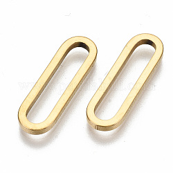 201 anelli di collegamento in acciaio inox, Taglio laser, ovale, oro, 20x6x1.5mm, diametro interno: 17x3mm