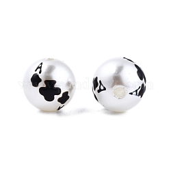 Perline di smalto perlato imitazione plastica abs opaco di Halloween, tondo con clava, nero, 11.5~12mm, Foro: 2 mm