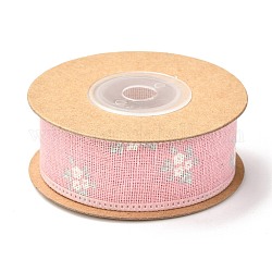 Лента из мешковины, цветочным узором, для упаковки подарков украшение вечеринки, розовые, 1 дюйм (25 мм), около 5.4 ярда (5 м) / рулон