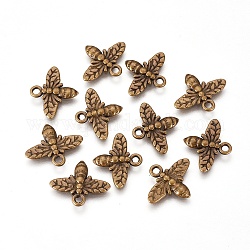 Tibetan Style Alloy Pendants, Lead Free and Cadmium Free, Bees, Antique Bronze Color, 14x16x2mm, Hole: 2mm