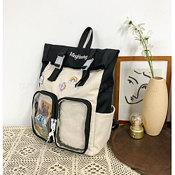 Нейлоновые рюкзаки, с чистым окном, для студентки девушки, чёрные, 31x15x41 см
