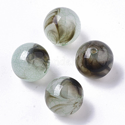 Transparent Knistern Acrylperlen, Runde, mittleres Seegrün, 14x13 mm, Bohrung: 3 mm, ca. 320 Stk. / 500 g