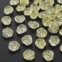 Transparent Baking Painted Glass Beads, Rose, Champagne Yellow, 12.5x14x9mm, Hole: 1.2mm