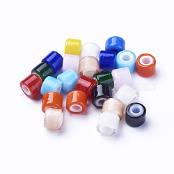 Perles vernissées manuelles, colonne, couleur mixte, 7.5~8x6~6.5mm, Trou: 3mm