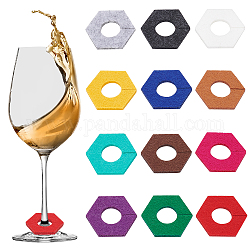 Benecreat 60 pz 12 colori feltro ciondoli in vetro di vino, esagono, colore misto, 35x35x3mm, 5 pz / colore