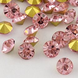 Grade A Glass Pointed Back Chaton Rhinestones, Back Plated, Diamond, Light Rose, 4.0~4.2mm, about 144pcs/gross