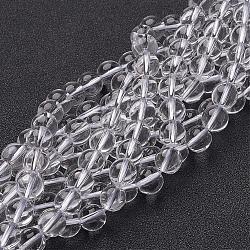 Quarzo sintetico perline di cristallo fili, tondo, chiaro, 8mm, Foro: 1 mm, circa 50pcs/filo, 15.5 pollice