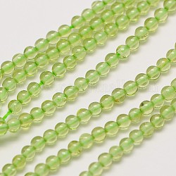 Natürlichen Peridot Perlen Stränge, Runde, 2 mm, Bohrung: 0.8 mm, ca. 184 Stk. / Strang, 15.3 Zoll