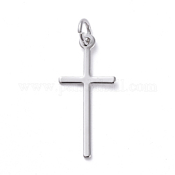 Brass Pendants, Long-Lasting Plated, Cross, Real Platinum Plated, 23x10.5x0.6mm, Hole: 3.2mm