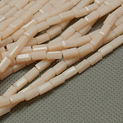 Opaque Glass Beads Strands, Faceted, Cuboid, Antique White, 7x3x3mm, Hole: 1mm, about 80pcs/strand, 15 inch