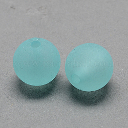 Transparent Acrylic Ball Beads, Frosted Style, Round, Pale Turquoise, 6mm, Hole: 1mm, about 4200pcs/500g