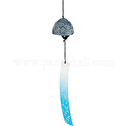 Eisen Windspiel, mit Polyesterkordel & Papier, Kegel, Mitternachtsblau, 485 mm