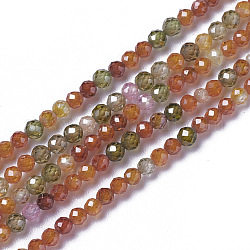 Perles de zircon cubique, facette, ronde, colorées, 1.5~2x2mm, Trou: 0.2mm, Environ 178~186 pcs/chapelet, 15~15.5 pouce (37.5~38.5 cm)