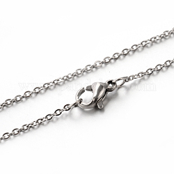 Classic Plain 304 Stainless Steel Mens Womens Cable Chain Necklaces, Stainless Steel Color, 17.7 inch(45cm), 1.5mm