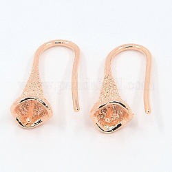 Brass Earring Hooks for Earring Design, for Half Drilled Beads, Rose Gold, 23x6mm, Pin: 0.7 & 0.8mm