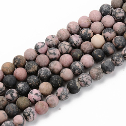 Natur Rhodonit Perlen Stränge, matt, Runde, 6 mm, Bohrung: 1 mm, ca. 59~60 Stk. / Strang, 15.16' (38.5 cm)