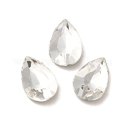 Glass Rhinestone Cabochons, Point Back & Back Plated, Faceted, Teardrop, Crystal, 10x6.4x3mm