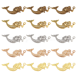 Globleland 20 pièces 5 couleurs océan thème classique breloques de sirène pendentifs en alliage de zine gros pendentifs style grec ancien ornement de sirène fournitures d'artisanat accessoires pour bricolage bracelet collier fabrication de bijoux