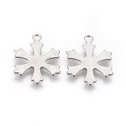 201 Stainless Steel Pendants, Snowflake, Stainless Steel Color, 18x14.5x0.7mm, Hole: 1.4mm
