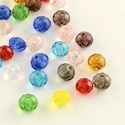 Faceted Rondelle Transparent Glass Beads, Mixed Color, 10x7mm, Hole: 1mm
