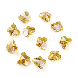 Transparent Electroplate Glass Beads, Faceted, Butterfly, AB Color Plated, Gold, 8x10x5.5mm, Hole: 1mm