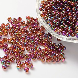 Perles acryliques transparentes écologiques, ronde, couleur ab , chameau, 8mm, Trou: 1.5mm, environ 2000 pcs/500 g