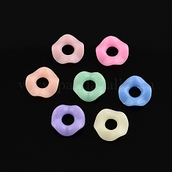 Colore solido misto perle acriliche opache, torsione ciambella, colore misto, 12.5x3mm, Foro: 4.5 mm