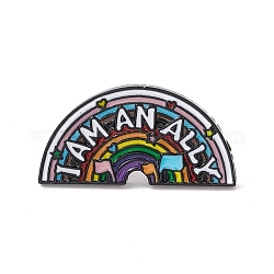 Word I Am An Ally Enamel Pin, Electrophoresis Black Plated Alloy Badge for Backpack Clohtes, Arch Pattern, 15x30x2mm