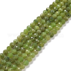 Chapelets de perles en jade vert naturel, facette, ronde, 4mm, Trou: 0.6mm, Environ 90~91 pcs/chapelet, 15.16'' (38.5~38.9 cm)