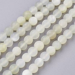 Natural White Moonstone Bead Strands, Frosted, Round, 6~7mm, Hole: 1mm, about 62pcs/strand, 15.1 inch(38.5cm)