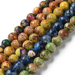 Hilos de cuentas de jaspe imperial natural, teñido, redondo, color mezclado, 8~8.5mm, agujero: 1~1.2 mm, aproximamente 47~48 pcs / cadena, 15.16 pulgada (38.5 cm)