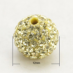 Polymer Ton Strass Perlen, Klasse A, Runde, pp 15, Jonquille, 12 mm, Bohrung: 2 mm, pp15 (2.1~2.2 mm)