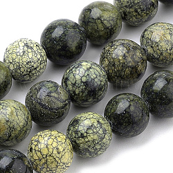 Perles en pierre de serpentine naturelle / dentelle verte, ronde, 10mm, Trou: 1mm, Environ 36 pcs/chapelet, 15 pouce