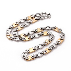 Vakuumbeschichtung 304 Halskette mit ovalen Gliederketten aus Edelstahl, Hip-Hop-Schmuck für Männer und Frauen, goldenen und Edelstahl Farbe, 23.43 Zoll (59.5 cm)