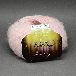 Пряжа для ручного вязания, метеорный поток пряжа, с мохера, шерсть, искусственный шерсть и цвет точки, розовый жемчуг, 1 мм, около 25 г / рулон, 10 рулонов / мешок