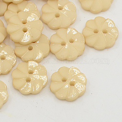Акриловые кнопки, 2-луночное, окрашенные, цветок, цвет пшеницы, 13x3 мм, отверстие : 2 мм