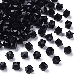 Opaque Acrylic Beads, Faceted, Square, Black, 5.5x5.5x5.5mm, Hole: 1.8mm, about 4485pcs/500g