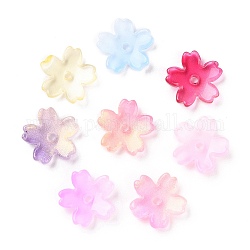 Transparent Baking Paint Glass Beads, Cherry Blossoms, Mixed Color, 14.5x15x3.5mm, Hole: 1.8mm