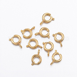 Revestimiento iónico (ip) 304 cierres de anillo de resorte de acero inoxidable, dorado, 7.5x5x1.2mm, agujero: 1.5 mm