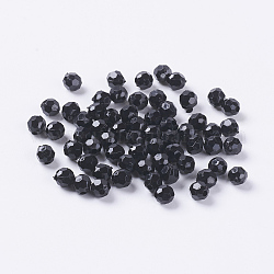 Opake Legierung Perlen, facettiert rund, Schwarz, Größe: ca. 6 mm in Durchmesser, Bohrung: 2 mm, ca. 4800~4900 Stk. / 500 g