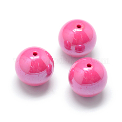 Perles en acrylique de style perlé de cuisson de peinture, ronde, rose foncé, 12mm, Trou: 2mm, environ 530 pcs/500 g