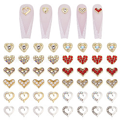 arricraft 48 Pcs Heart Nail Charms, 6 Styles 3D Heart Rhinestone Cabochons Alloy Charms Mixed Color Crystal Diamond Gem Nail Art Decoration for Women