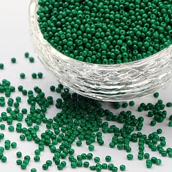 12/0 Klasse a Einbrennlack-Glassaat-Abstandsperlen, grün, 2x1.5 mm, Bohrung: 0.7 mm, ca. 2840 Stk. / 50 g