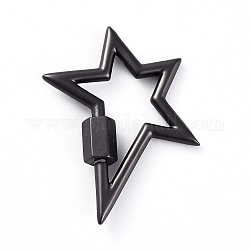 Латунные брелоки с карабином, для изготовления ожерелий, долговечный, матовый стиль, звезда, металлический черный, 29x24.1x2 мм